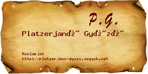 Platzerjanó Győző névjegykártya